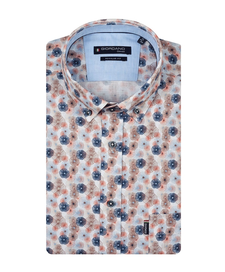 Heren overhemd korte mouw rood