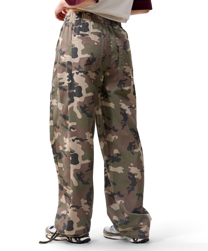 Barrel fit camo jogger dames broek groen