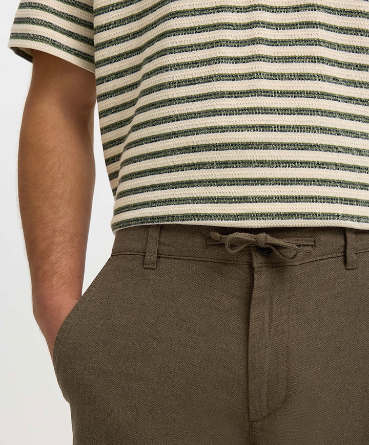 SLHREGULAR-BRODY LINEN SHORTS NOOS heren korte broek groen