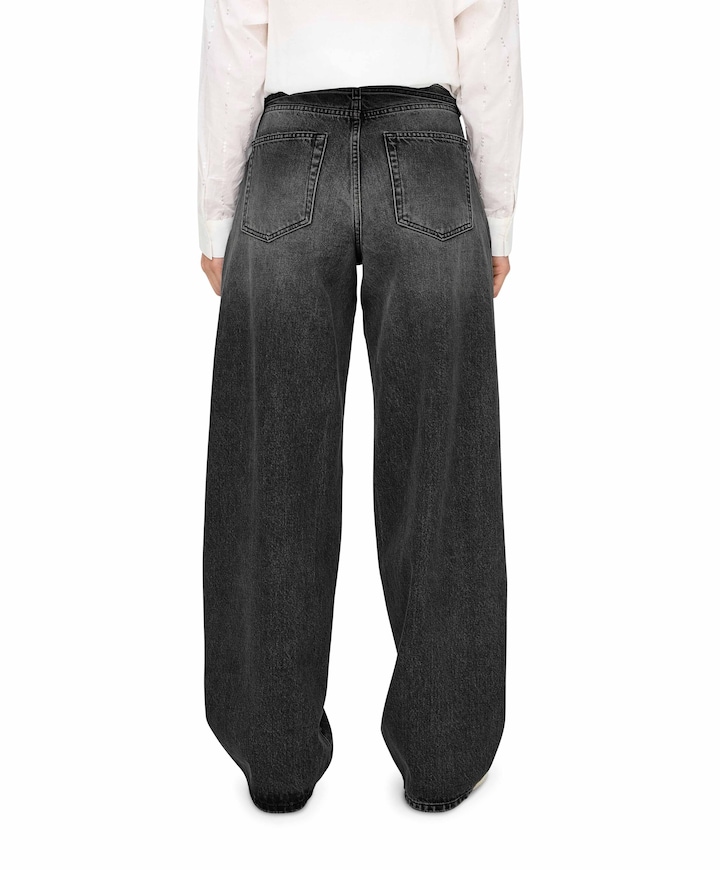 ONLGIANNA MW STRAIGHT DNM DOT980 NO dames jeans zwart