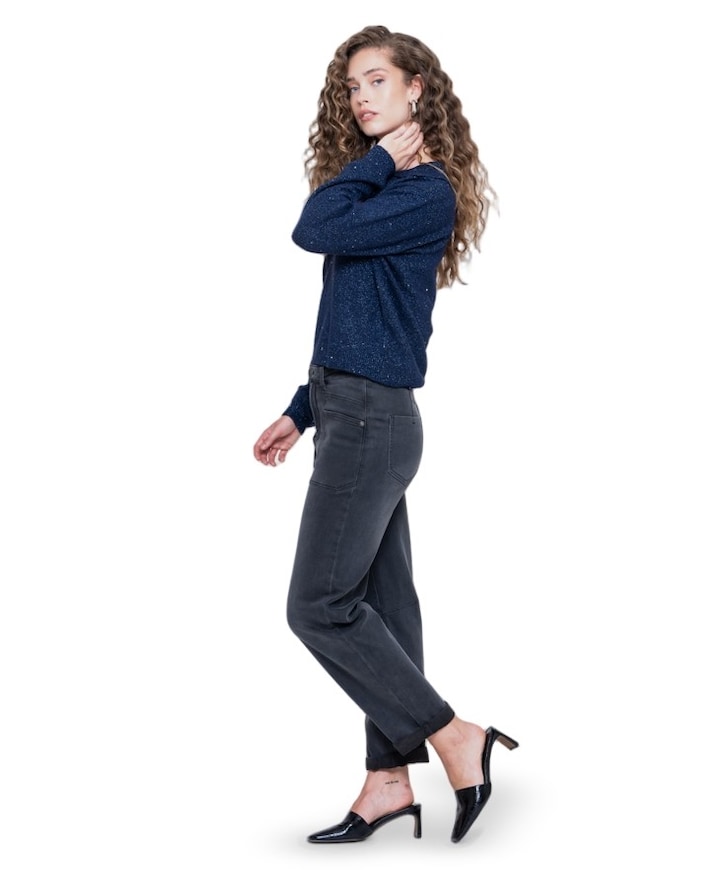 Baggy big pockets dames jeans grijs