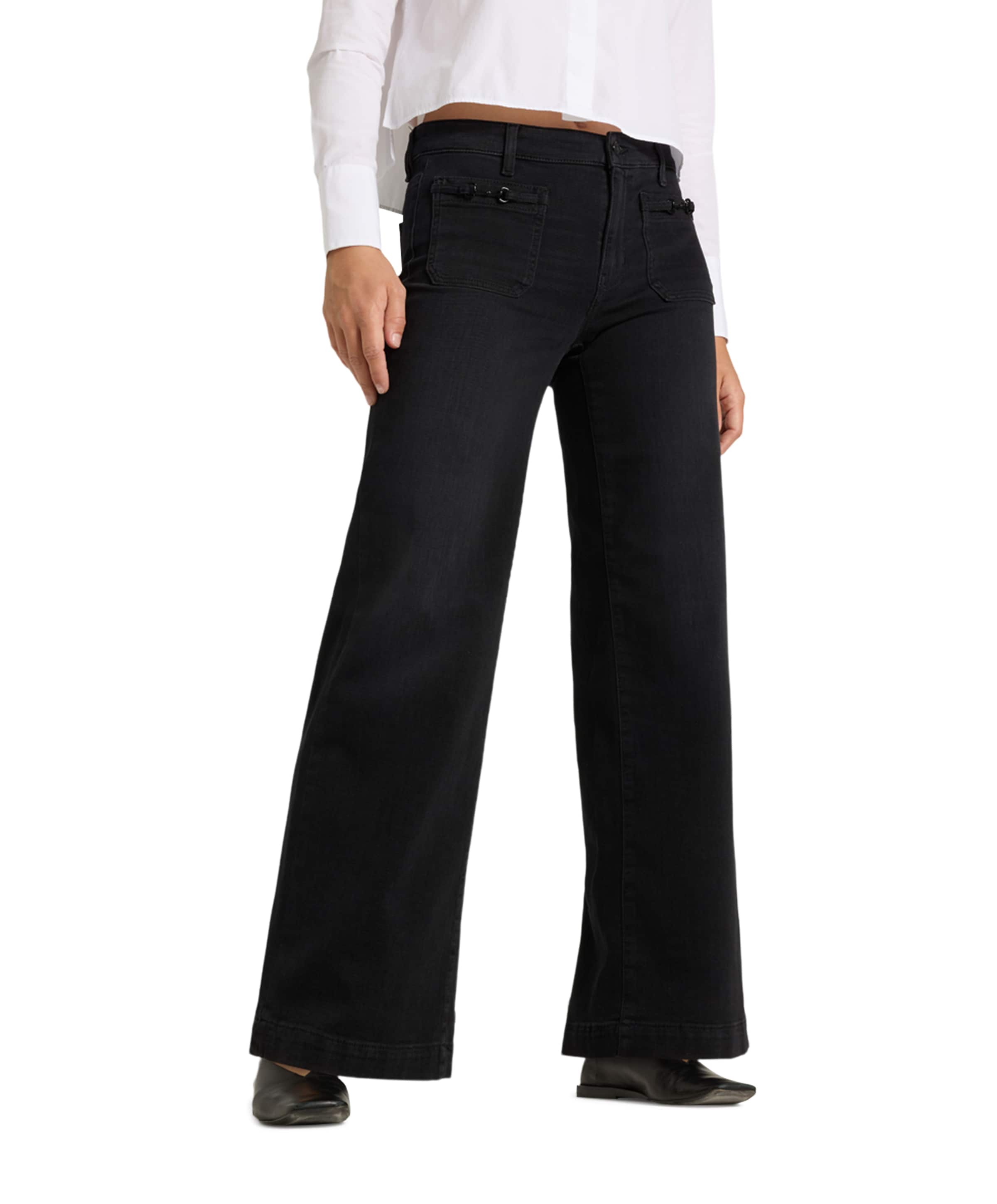 Ada patched pocket dames jeans zwart