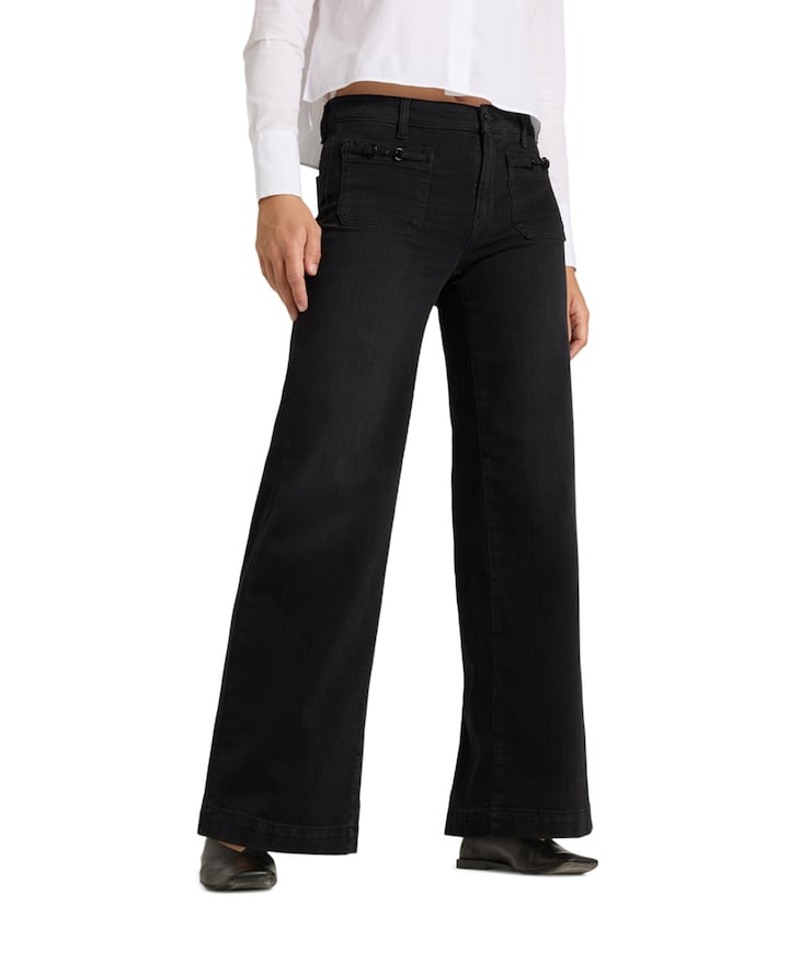Ada patched pocket dames jeans zwart