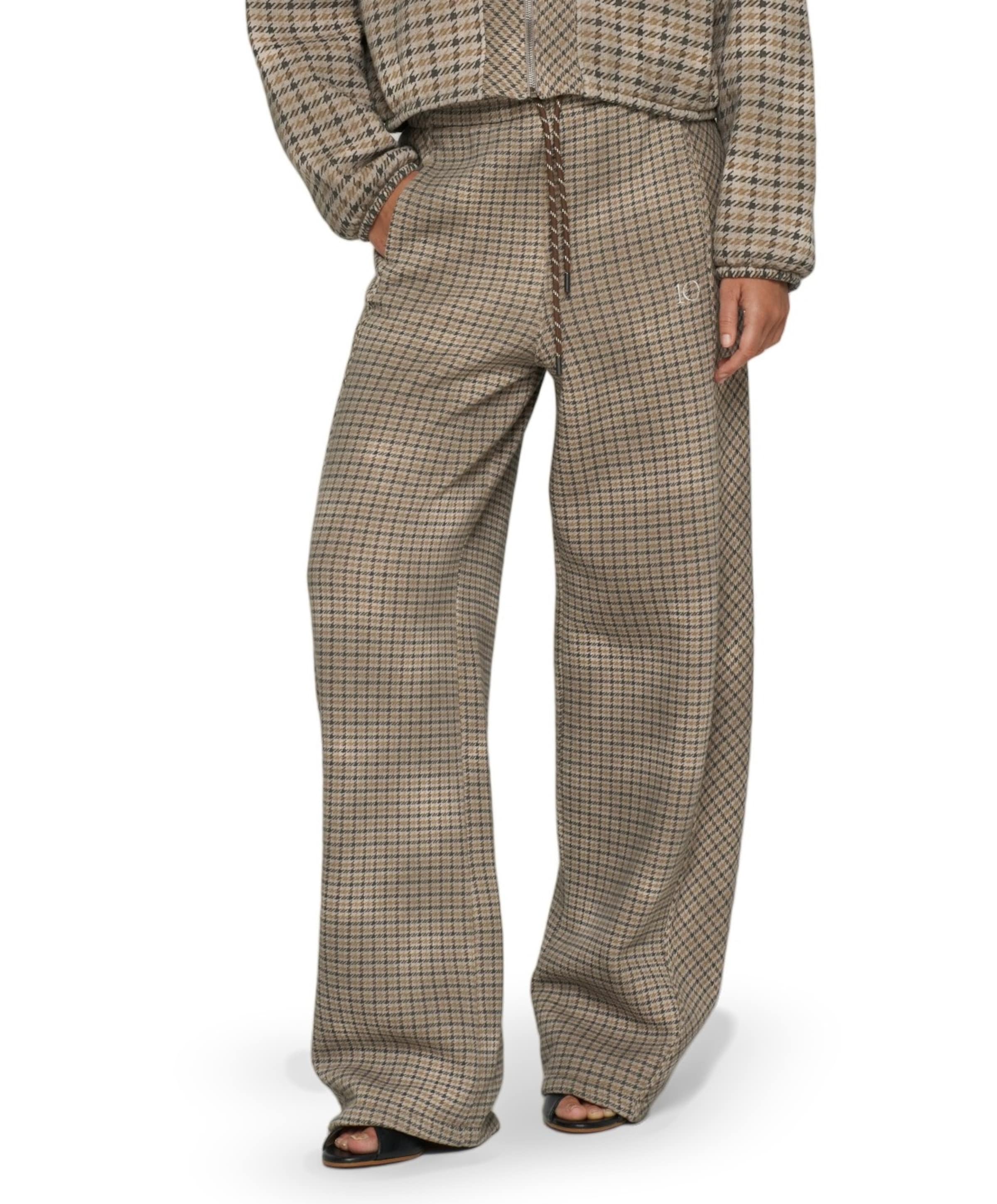 western check dames broek ecru