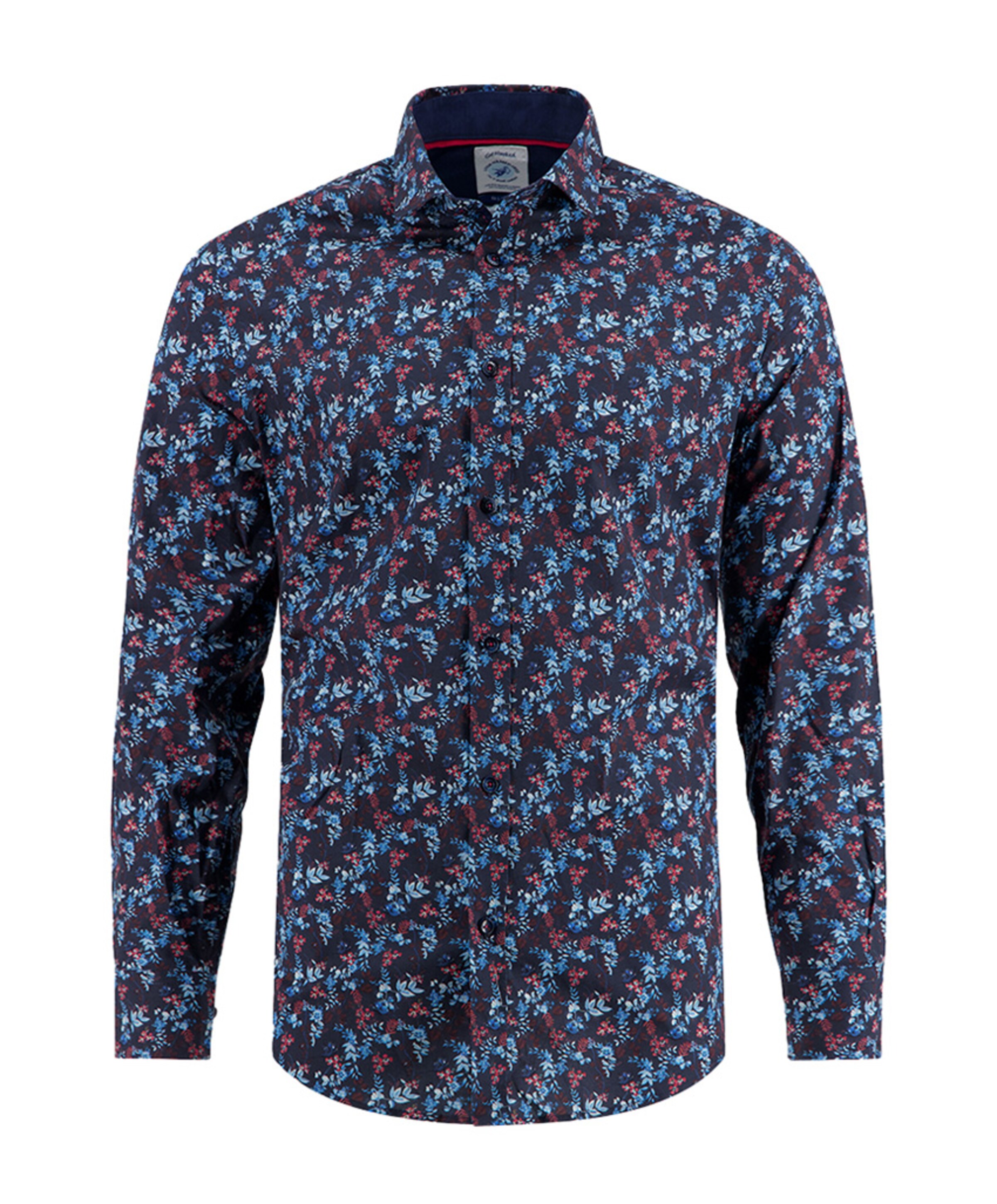 Heren overhemd lange mouw blauw