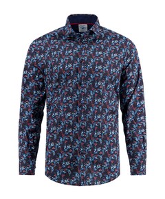 Heren overhemd lange mouw blauw