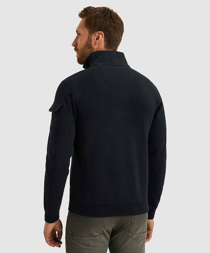 Heren trui met rits blauw