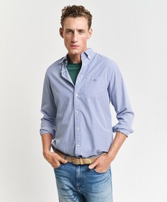 Heren overhemd lange mouw blauw