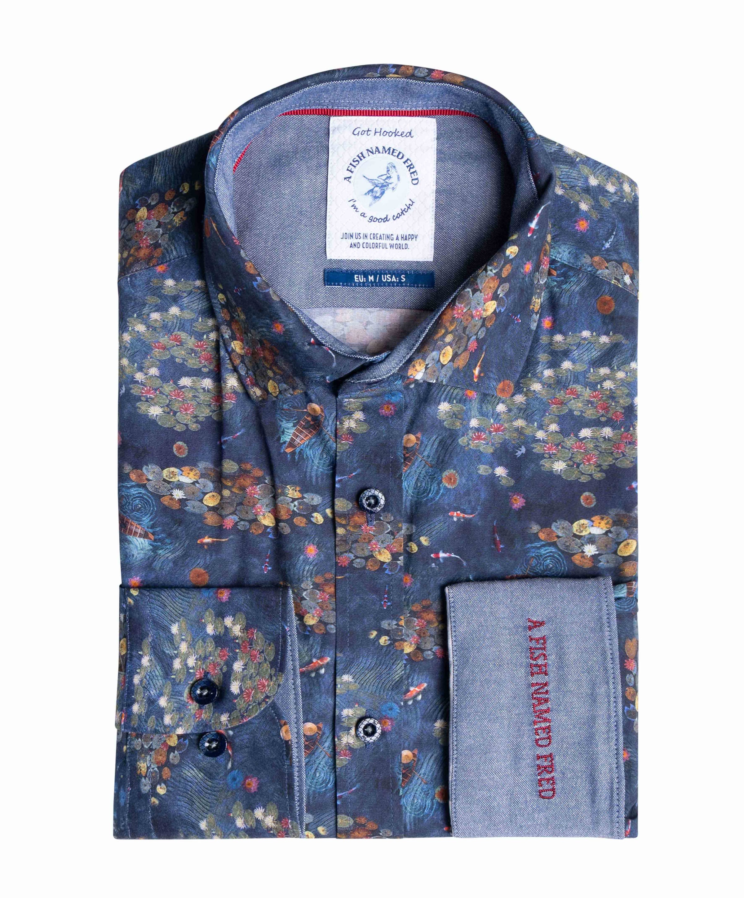 Heren overhemd lange mouw blauw