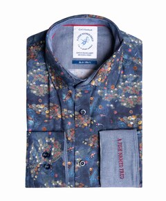 Heren overhemd lange mouw blauw