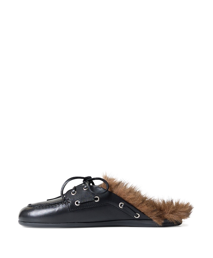 Boat Loafer Mule  dames clogs zwart