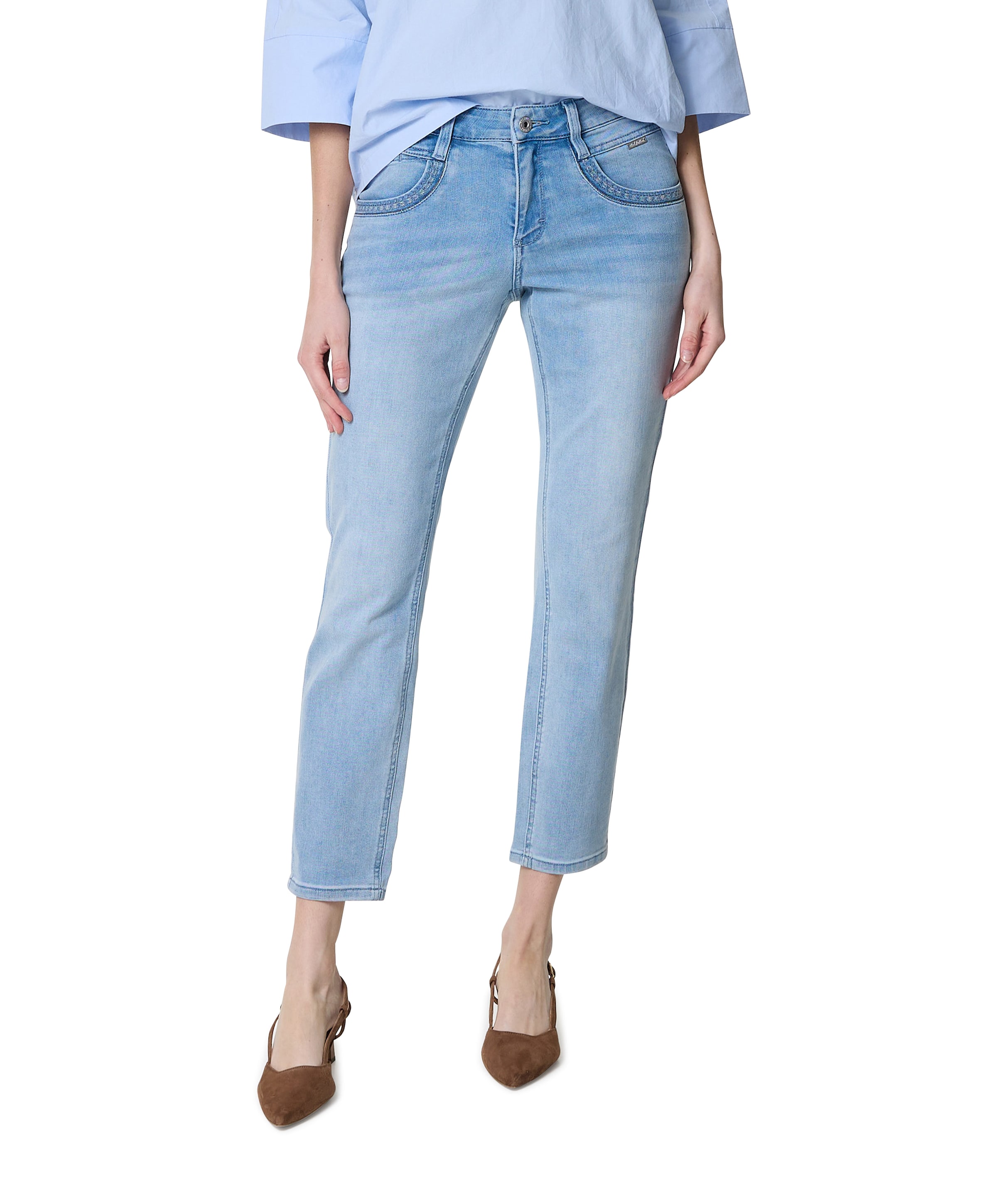 Sissy & Embroid Bleach dames jeans blauw