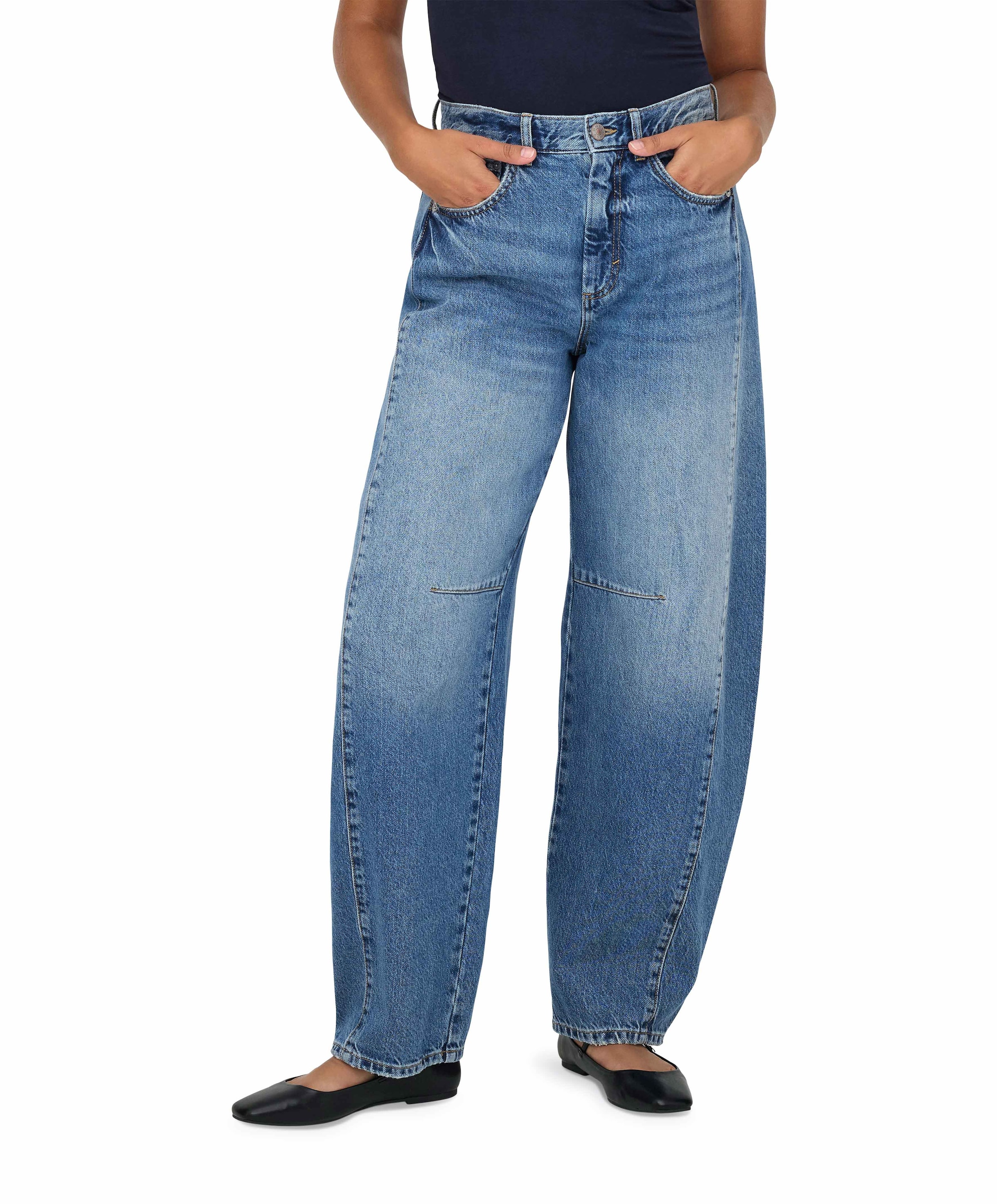 ONLHORSESHOE MW BARREL RED jeans blauw