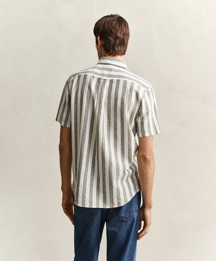 Heren overhemd korte mouw groen