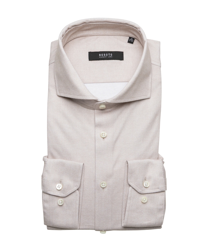 Heren overhemd lange mouw beige