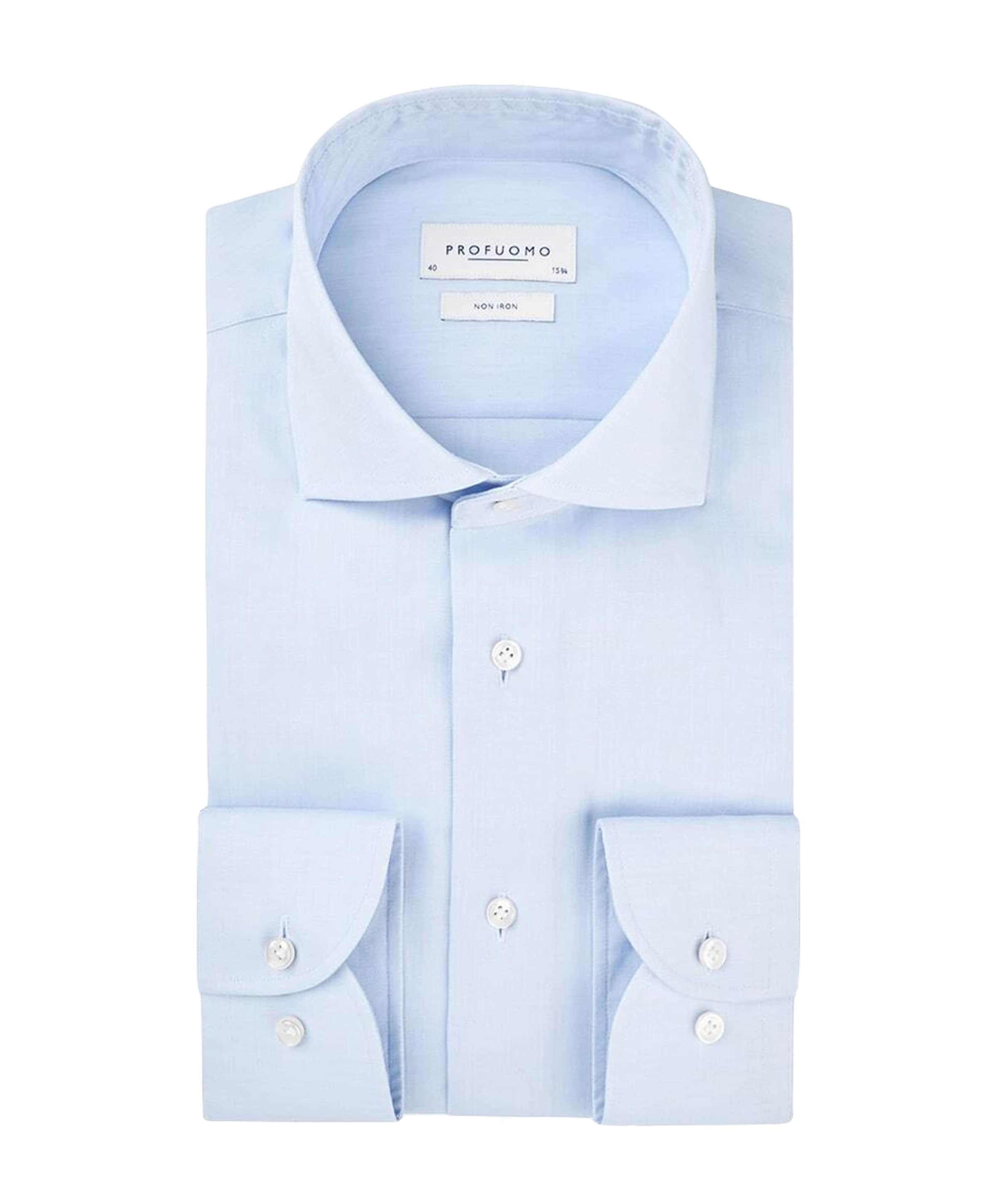 Heren overhemd extra lange mouw blauw