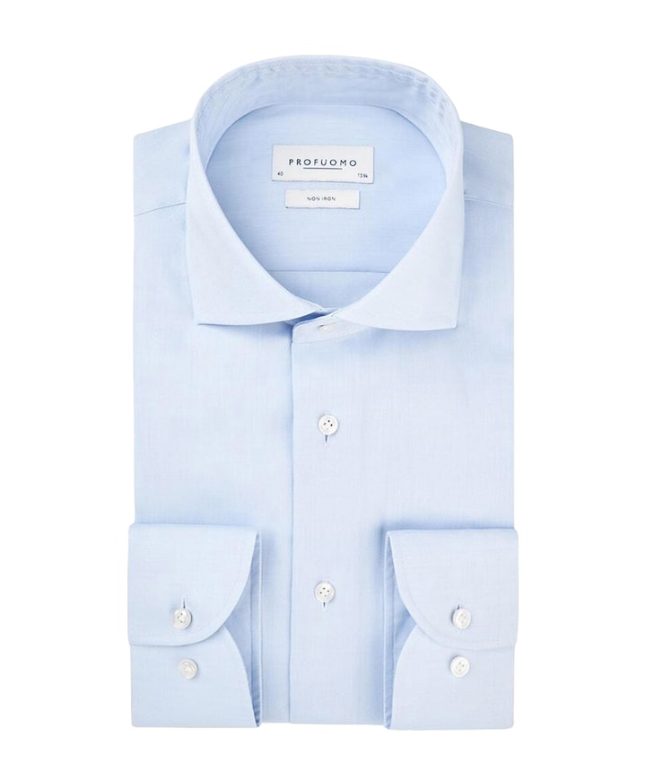 Heren overhemd extra lange mouw blauw