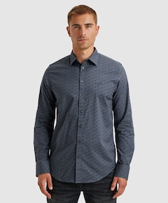 Heren overhemd lange mouw blauw