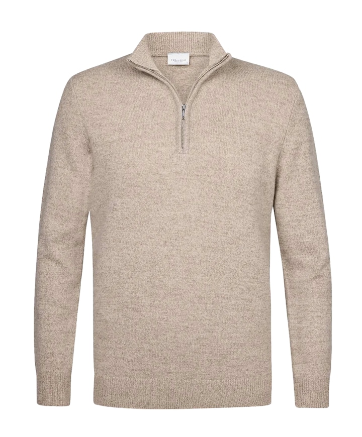 Trui met rits beige