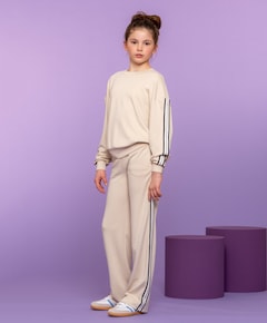 Pants scuba with tape meisjes broek beige