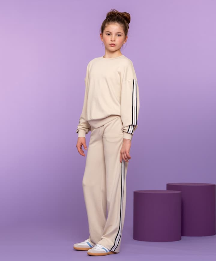 Pants scuba with tape meisjes broek beige
