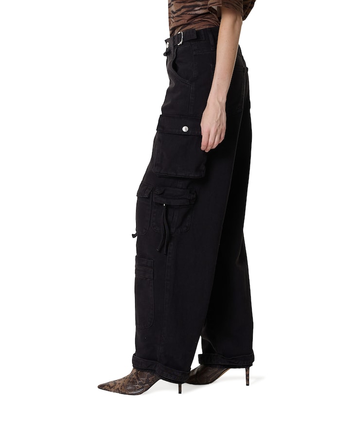 Franca Balloon Cargo dames jeans zwart