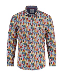 Heren overhemd lange mouw multicolor