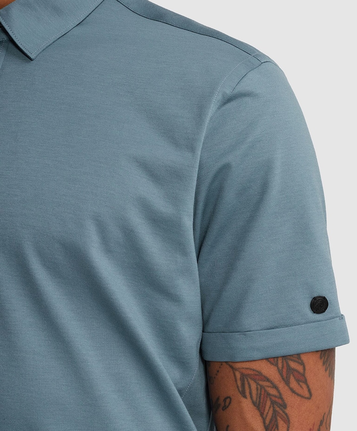 Heren overhemd korte mouw blauw