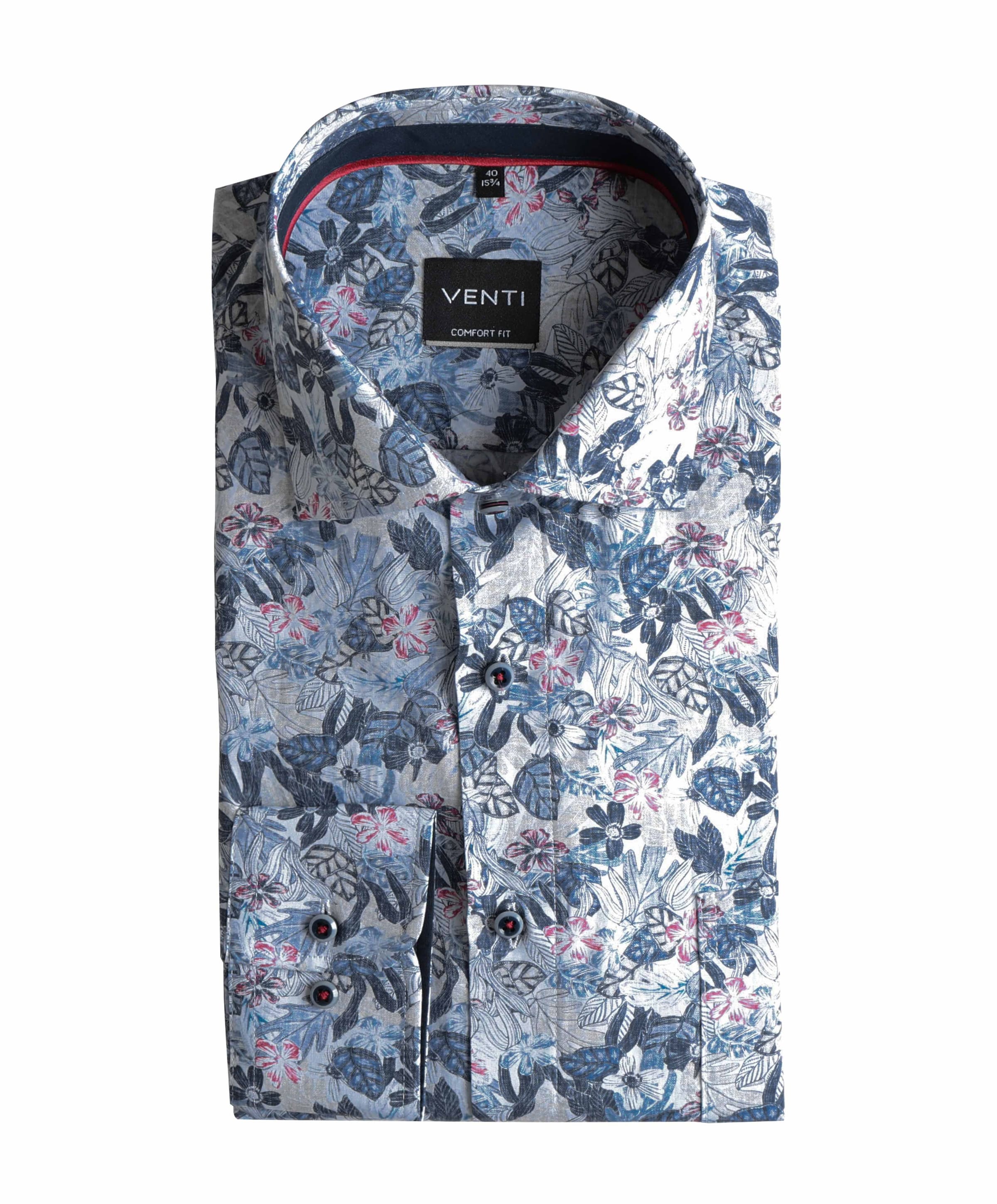 Heren overhemd lange mouw blauw