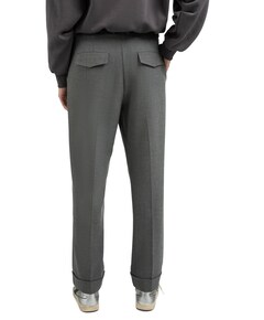 Woven high waist straight fit broek grijs