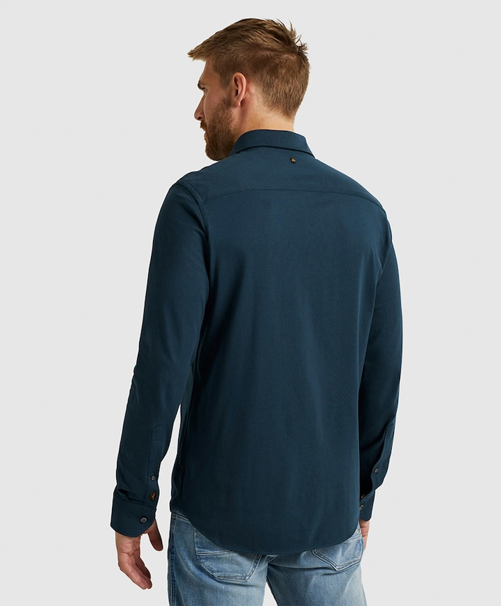 Heren overhemd lange mouw blauw