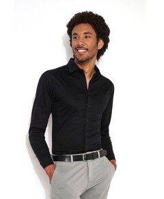 Heren overhemd lange mouw zwart