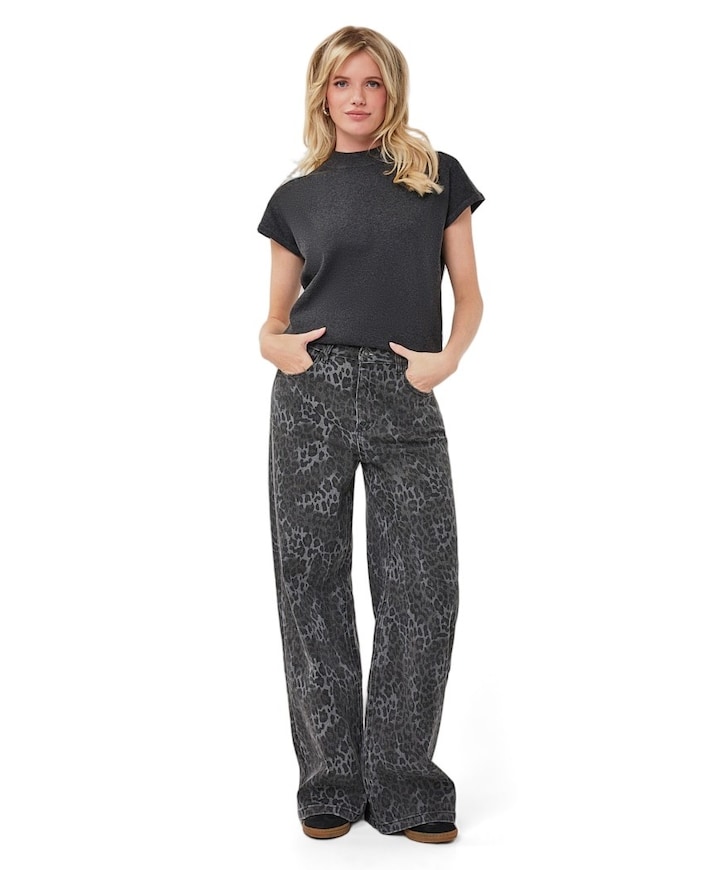 Leopard dames jeans grijs