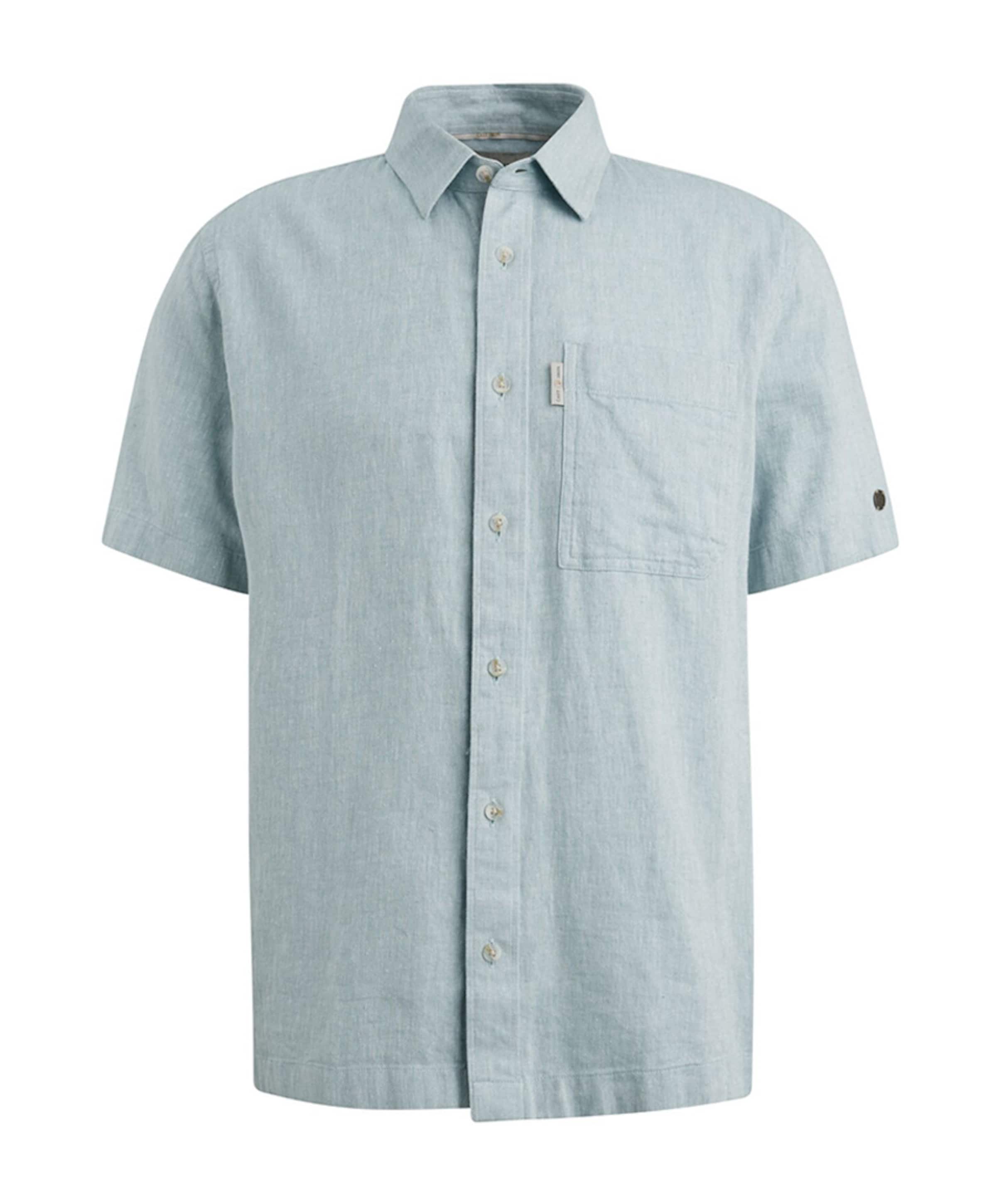 Heren overhemd korte mouw blauw