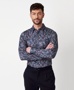 Heren overhemd lange mouw blauw