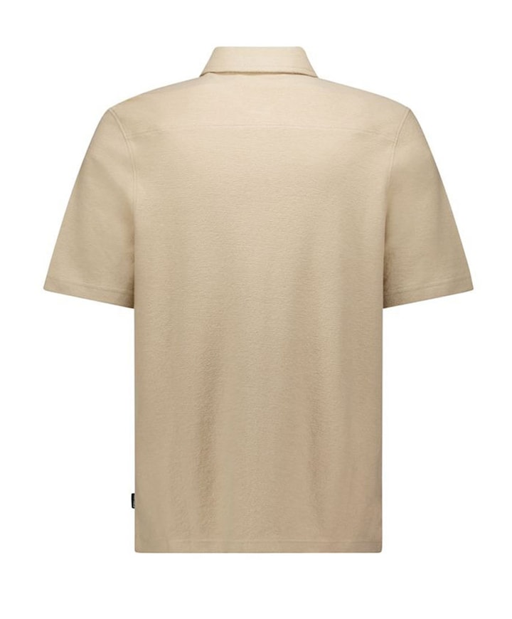 Heren overhemd korte mouw beige
