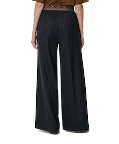 gestreept-ceintuur dames pantalon blauw