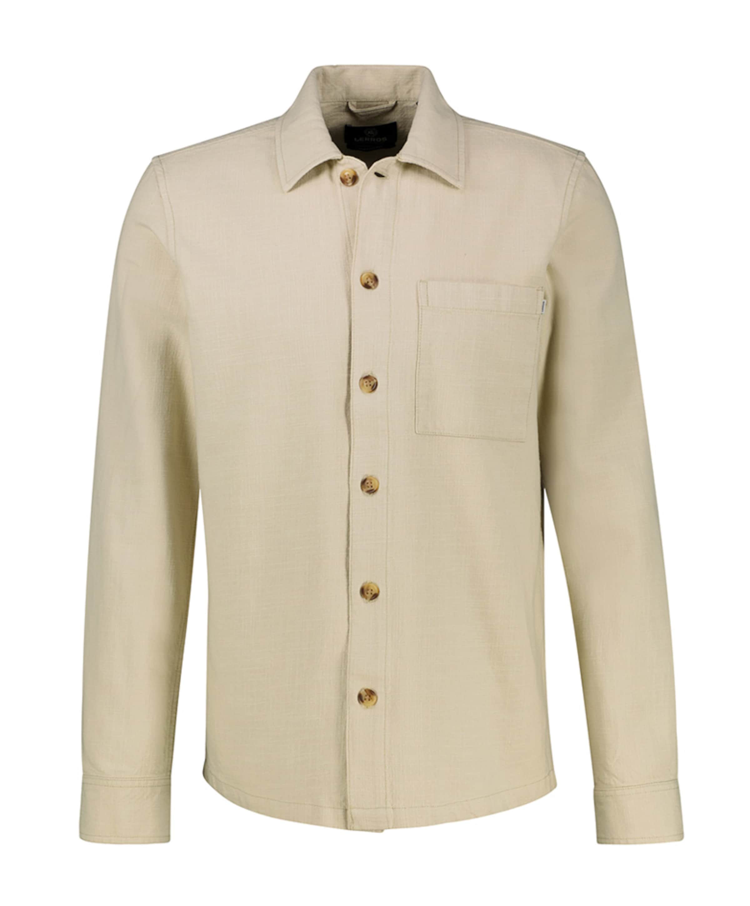 Heren overhemd lange mouw beige