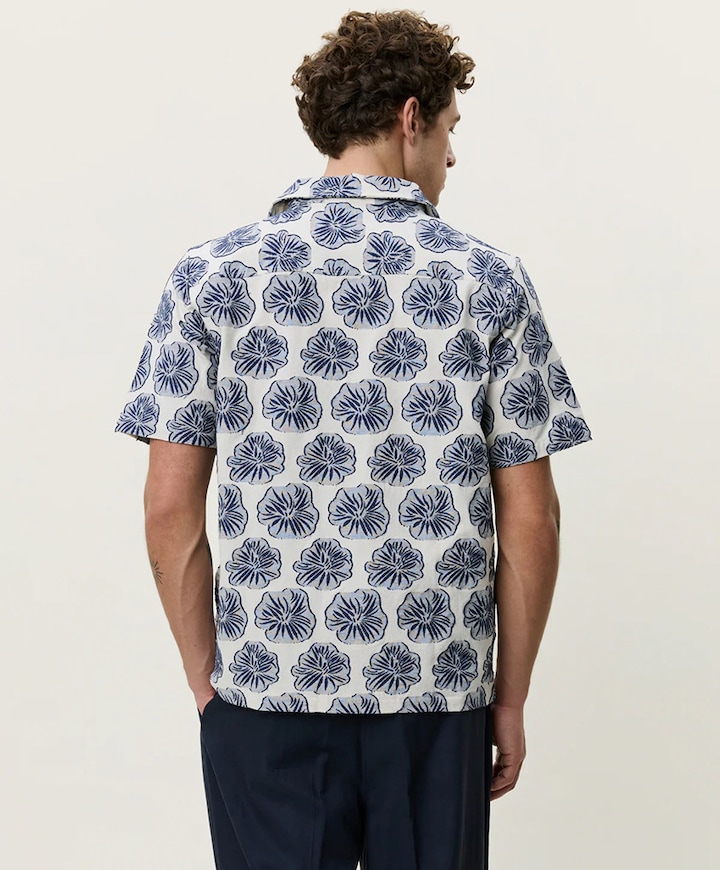 Heren overhemd korte mouw blauw