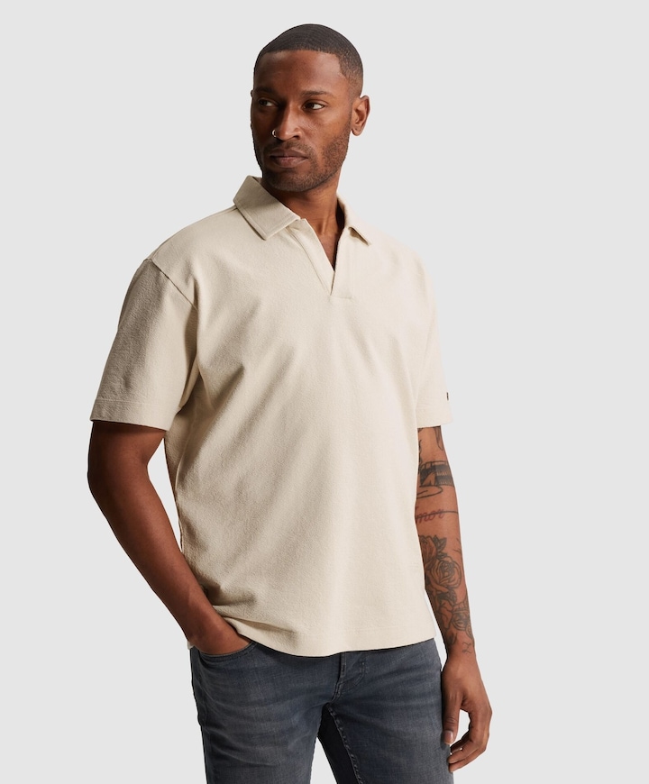 Heren polo beige