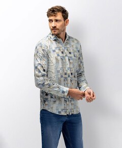 Heren overhemd lange mouw blauw