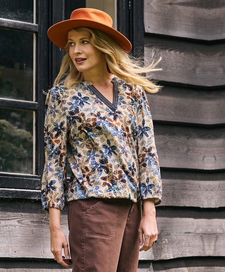 Dames blouse blauw