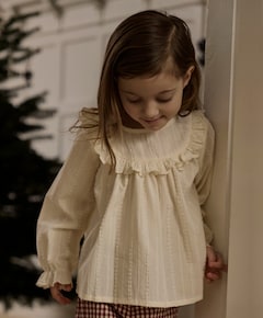 Meisjes blouse lange mouw ecru