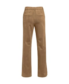 Suede broek met wijde pijpen dames broek bruin