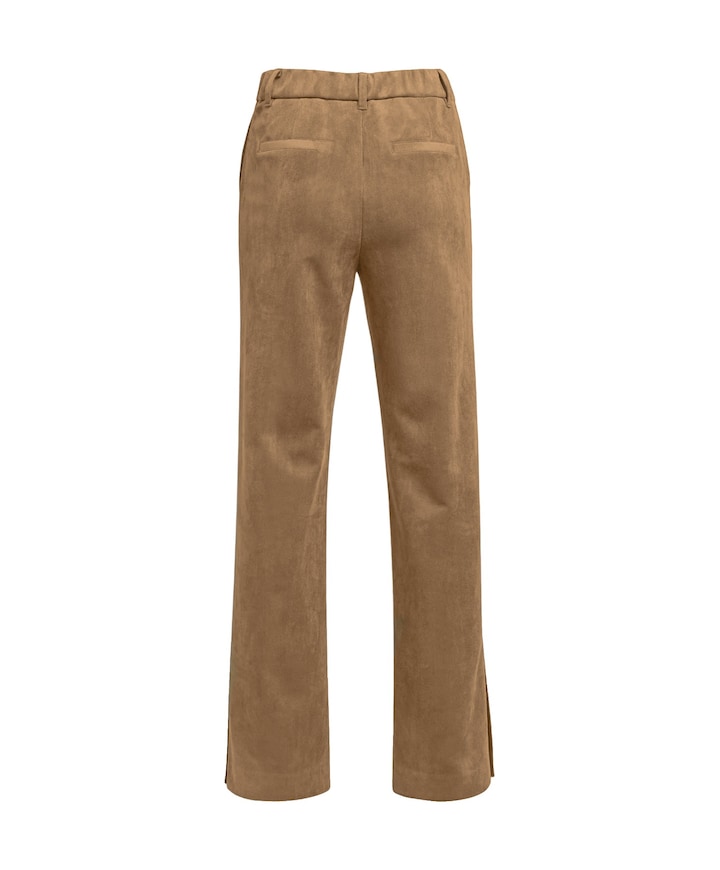 Suede broek met wijde pijpen dames broek bruin
