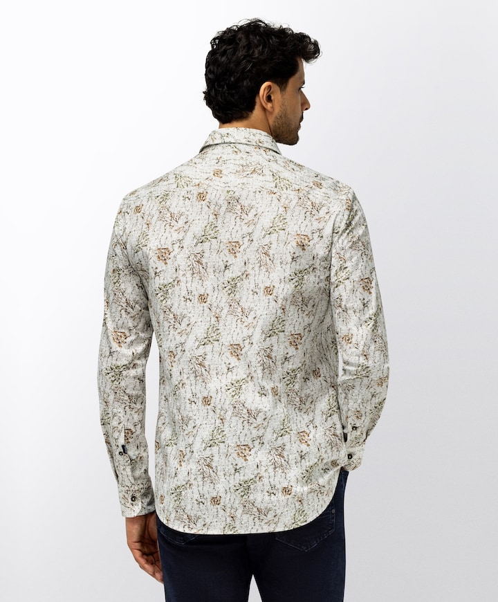 Heren overhemd lange mouw beige