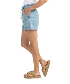 Denim with drawstring korte broek blauw