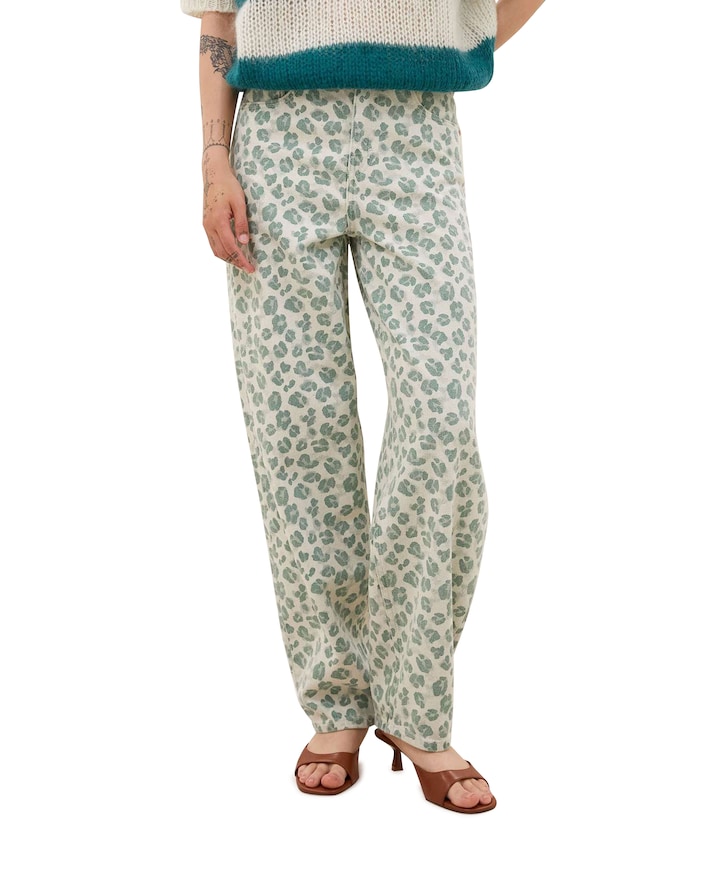 lew green cheetah dames broek groen