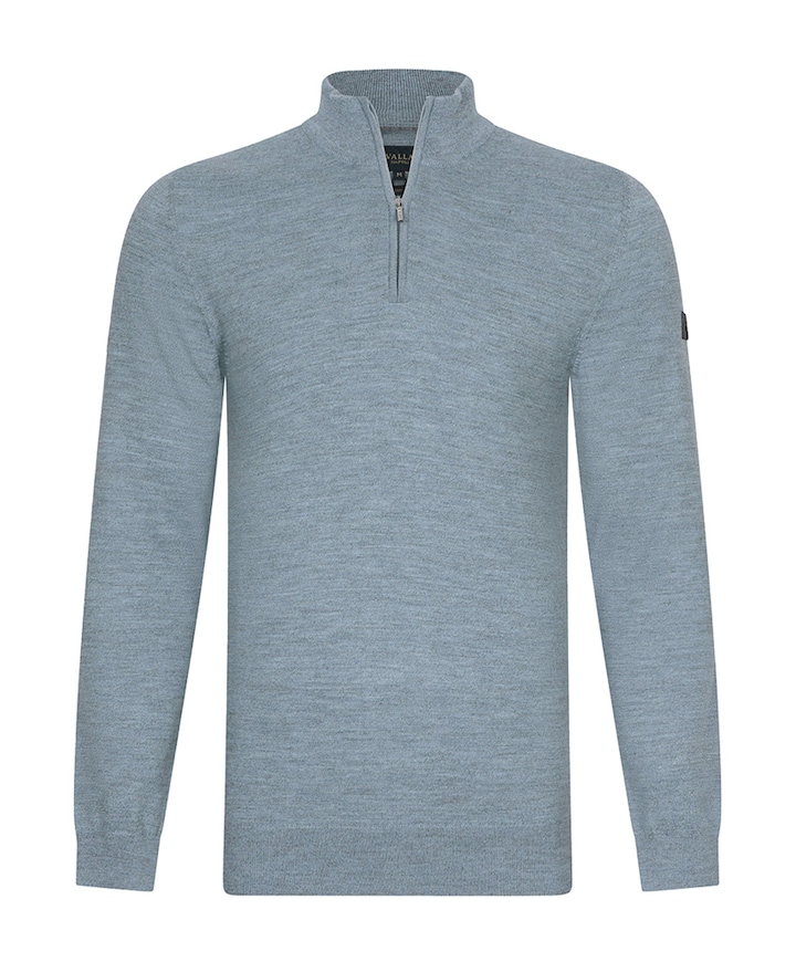 Heren trui met rits blauw