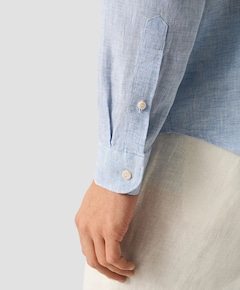 Heren overhemd lange mouw blauw